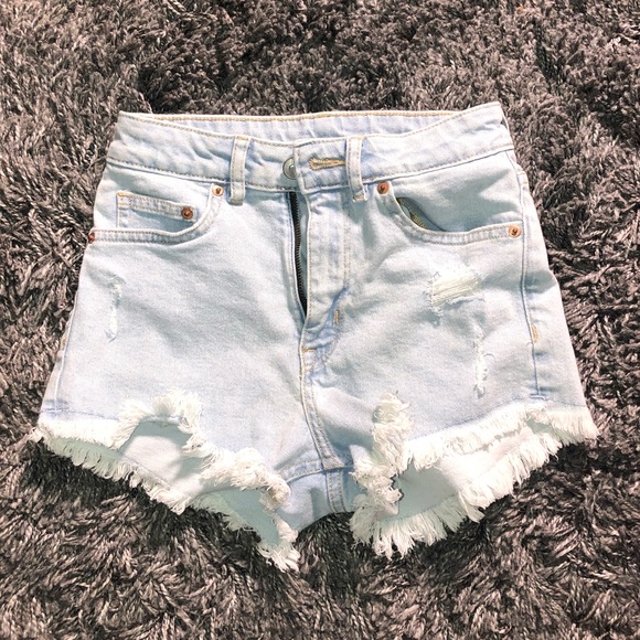 H&M Divided Light Denim High Waisted Jean Shorts - Picture 1 of 8